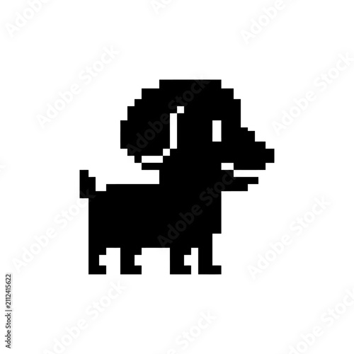 Pixel art dachshund sausage dog profile icon.