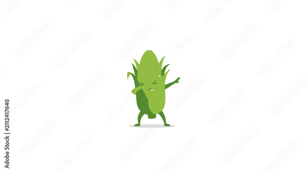 Fototapeta premium Cute Cartoon Corn Character Dabbing