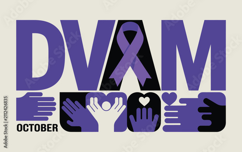 Vector illustration of domestic violence awareness month october purple ribbon solidarity campaign