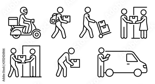 Canvas Print Express courier parcel delivery service icon set vector illustration