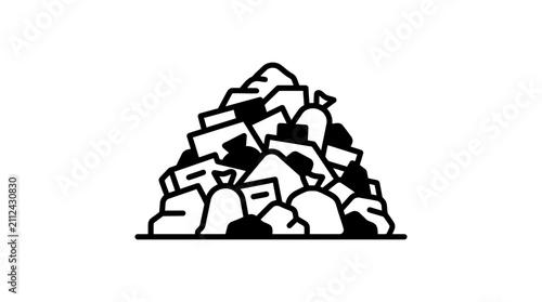 Pile of trash bags, garbage heap, illustration, waste disposal, littering concept