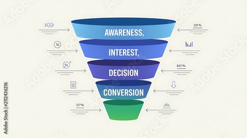 Vector social media sales funnel infographic. Presentation template.