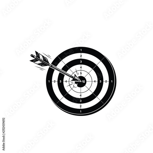 Bild auf Leinwand Business goal achievement concept with an arrow striking the bullseye of a dartboard