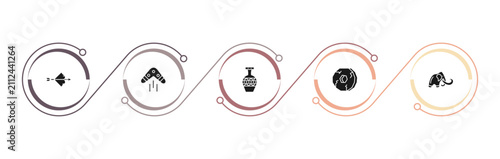 фотографія filled stone age icons set - bow, boomerang, pottery, wheel