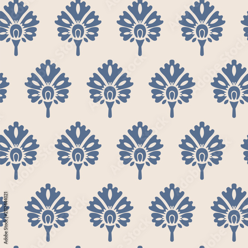 A seamless vector pattern featuring repeated stylized floral or ornamental motifs arranged in a staggered grid