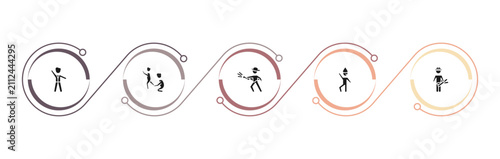 Картината върху платно filled people icons set - bestman, helping other to jump, firefighter working, man partying