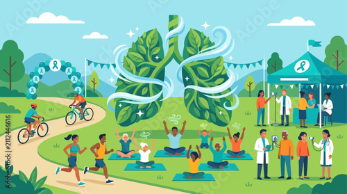 Lung health awareness vector, respiratory wellness event, healthy lungs concept