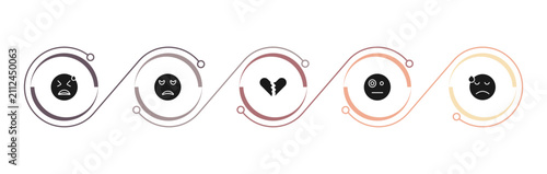 фотографія filled emoji icons set - desperate emoji, sad emoji, broken heart sceptic editab