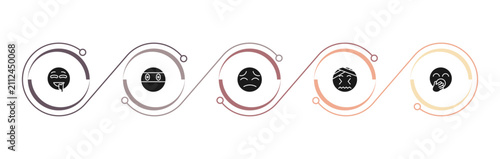 Fotografie filled emoji icons set - drool emoji, ninja emoji, pensive headache editable vec