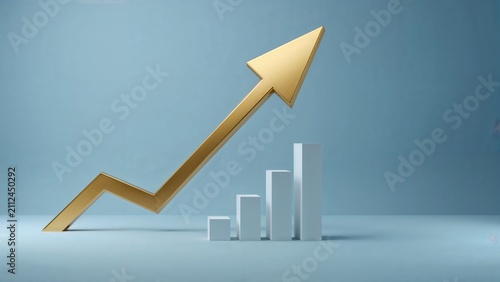 Number 8962 with an upward trending arrow and bar graph representing growth or progress.