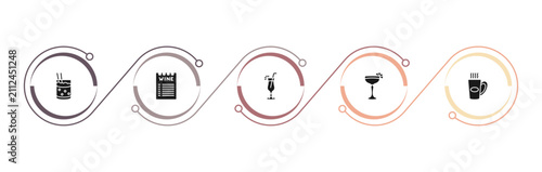Fotografie filled drinks icons set - mind eraser drink, wine list, tropical itch, daiquiri