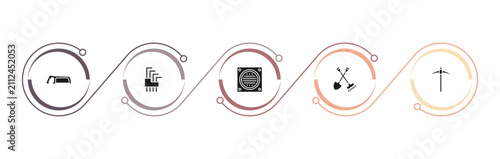 Принти на полотні filled construction and tools icons set - metal saw, allen keys, drain, shovel and fork