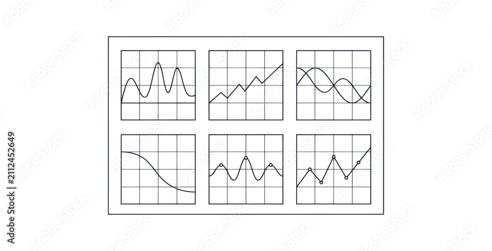 Obraz premium Financial Line Chart Icon Set