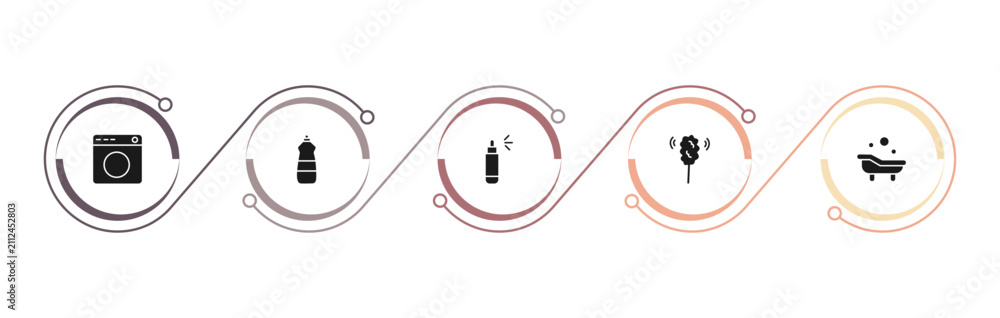 Obraz premium filled cleaning icons set - laundry, dishwashing detergent, spray, duster. editable vector for web and mobile ui