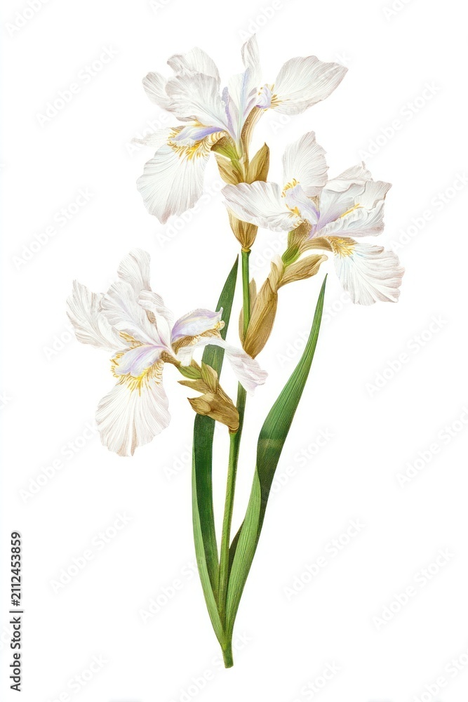 Fototapeta premium Elegant white iris illustration.
