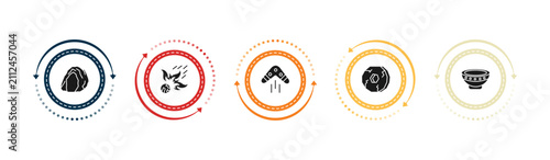 Принти на полотні filled stone age icons set - cave, meteor, boomerang, wheel