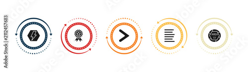 Canvastavla filled signs icons set - electric current, premium badge, is greater than, align left