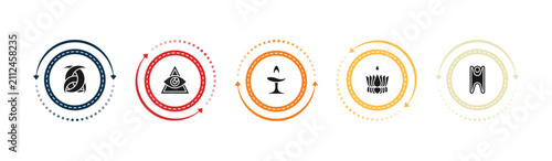 Quadro su tela filled religion icons set - odin, caodaism, unitarian universalism, ayyavazhi
