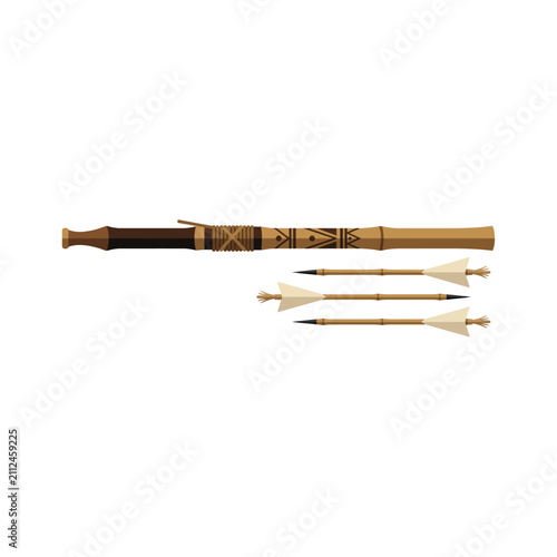 Foto Vector illustration of a traditional blowgun with small darts isolated on a whit