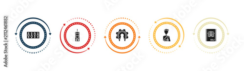 Obraz na płótnie filled general icons set - sound control, laser measurement, open source, shoulder immobilizer