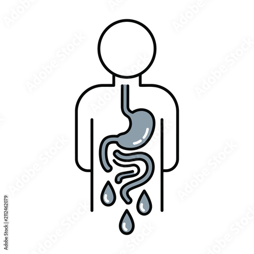 Bild auf Leinwand Digestive System Disorder Icon Showing Stomach Pain and Diarrhea Symptoms for He