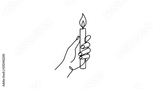 Fotografía Minimal One Line Candle of Hope Outline Vector