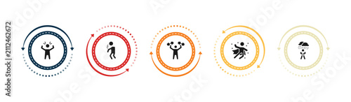 Cuadro en lienzo filled feelings icons set - aggravated human, rough human, strong human, fantast