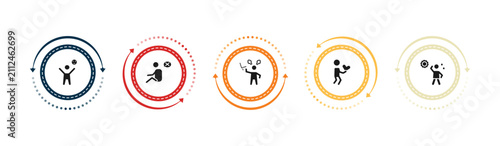 Canvas Print filled feelings icons set - happy human, helpless human, annoyed human, lovely e