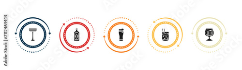 Foto filled drinks icons set - irish sour, herbal liquor, pint of beer, mind eraser drink