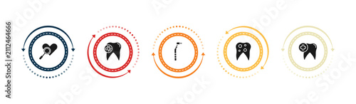 Canvastavla filled dentist icons set - check up, bacteria in mouth, filler, bicuspid