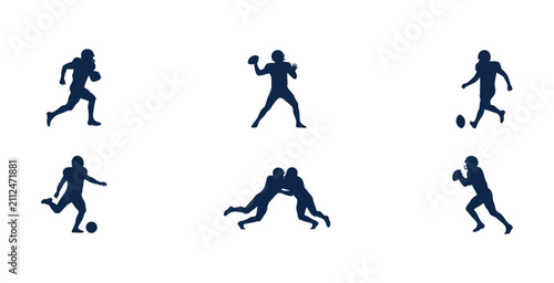 Принти на полотні American Football Player Silhouette Icon Set