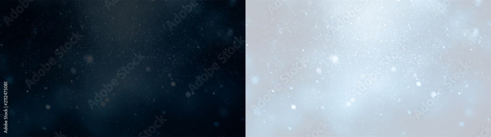 Fototapeta premium Bright blue particles float on a transparent background in a light atmosphere with some depth