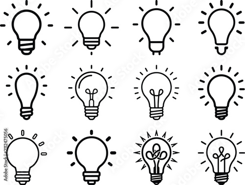 Icon, Bulb, Light, Lightbulb, Idea, Lamp, Creative, Think, Line, Vector, Symbol, Intelligent, Electric, Concept, Bright, Outline, Flat