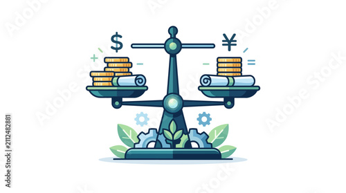 Foto Currency Balance Scale Vector Illustration