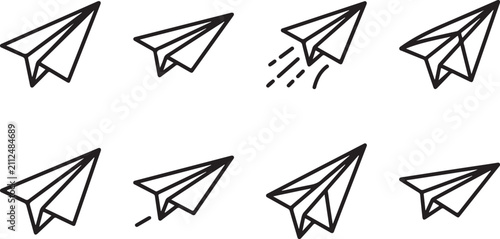 Fotografie Simple paper airplane flying with motion lines