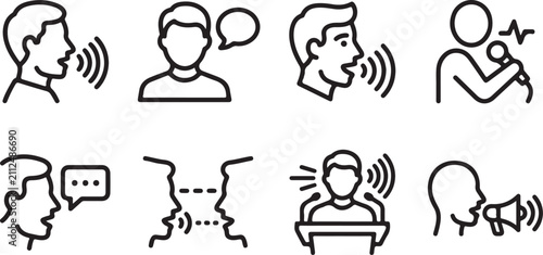 Communication and speaking icons set