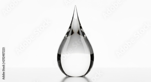 A single transparent water drop isolated on white background