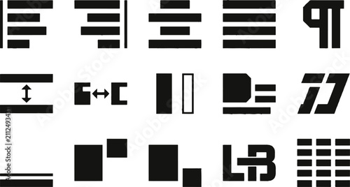 Valokuva Professional text alignment and document formatting icone set for graphic design
