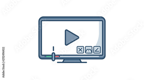 Картината върху платно Computer monitor displaying video player interface with playback controls