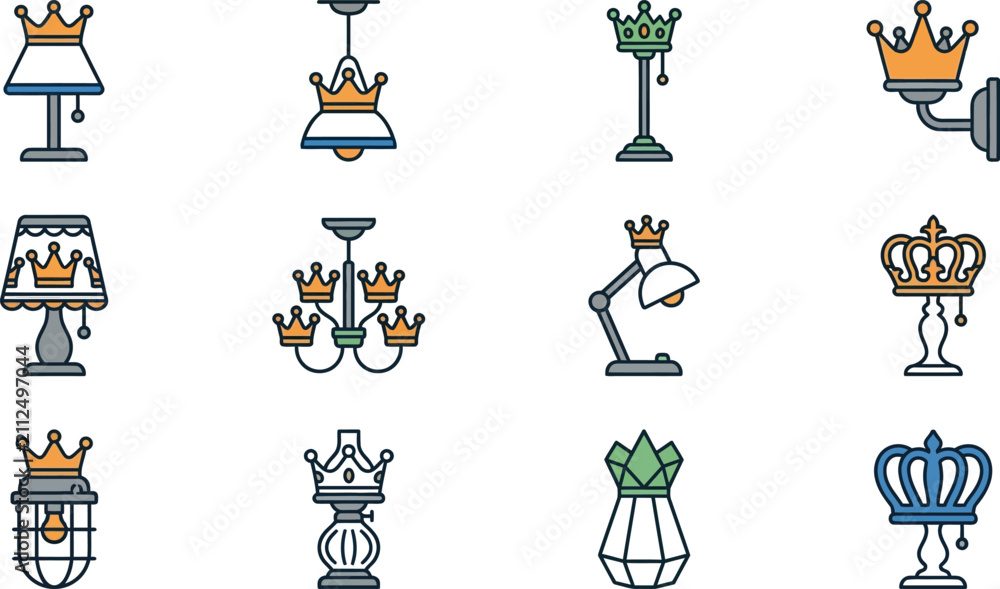 Naklejka premium Crown Decorative Lamp Shades Variety.