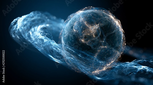 Holographic Digital Twin of Earth Representing Advanced Technology and Futuristic Concepts in a Stunning Visual Display