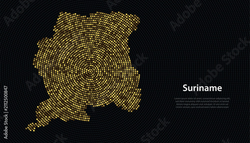 Bild auf Leinwand Suriname Country Map Pixelated Gold Illustration