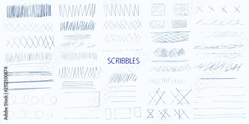 фотографія Collection of hand drawn ink scribbles and doodles on a white background decorat