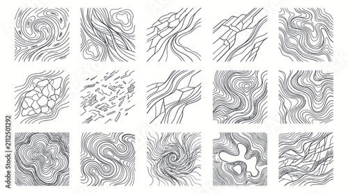 Obraz na plátně Abstract Black and White Flowing Line Art Patterns.
