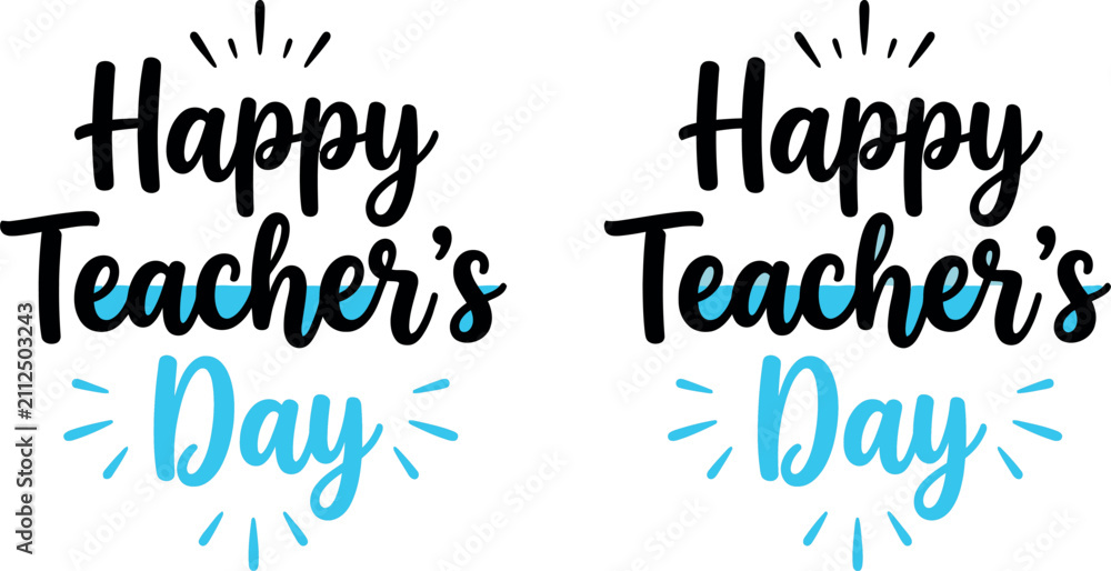 Fototapeta premium Decorative happy teacher's day typography design elements for greeting cards and educational posters on a white background