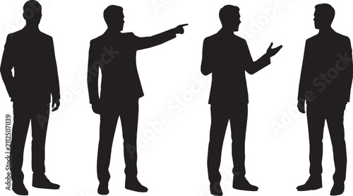 Quadro su tela Four Businessmen Pointing and Discussing Silhouette Photo

Silhouette photograph of four men in suits standing in two facing pairs, one pointing while another gestures with an open palm