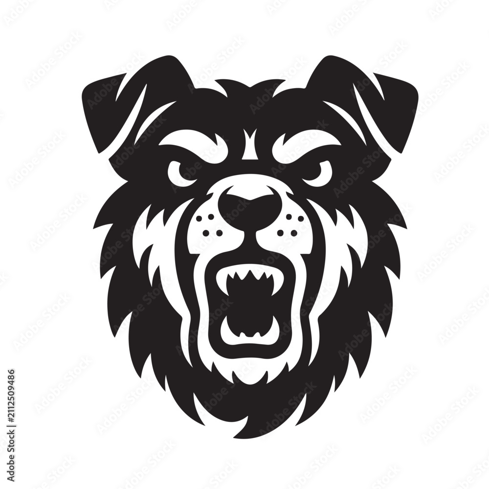 Fototapeta premium Angry Dog Head Vector Isolated on White Background