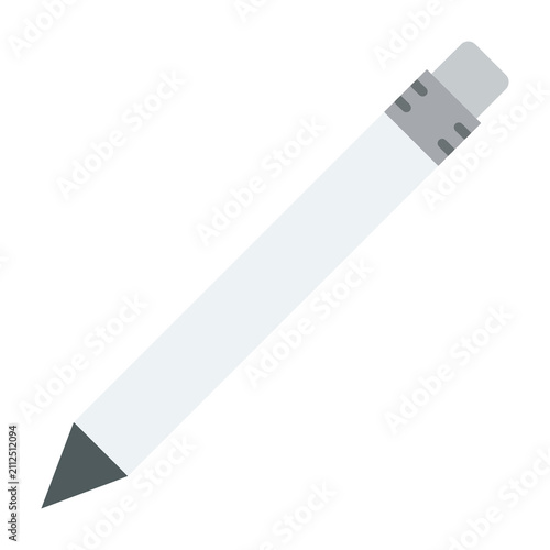 Фотография White pencil with gray tip and metal ferrule on white background