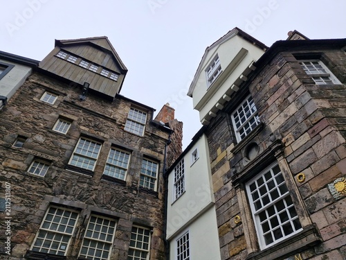 John Knox House in Edinburgh, Scotland from low angle