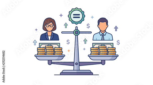 Fotografía Gender Pay Equality Vector Illustration